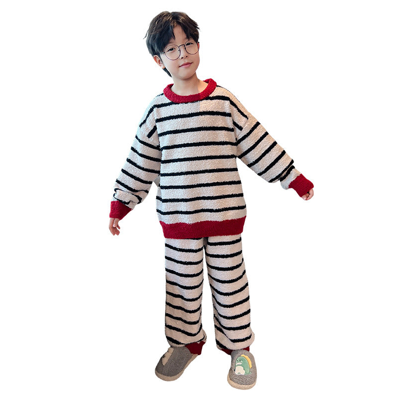 Boys Winter Coral Fleece Pajamas Thickened Flannel Loungewear