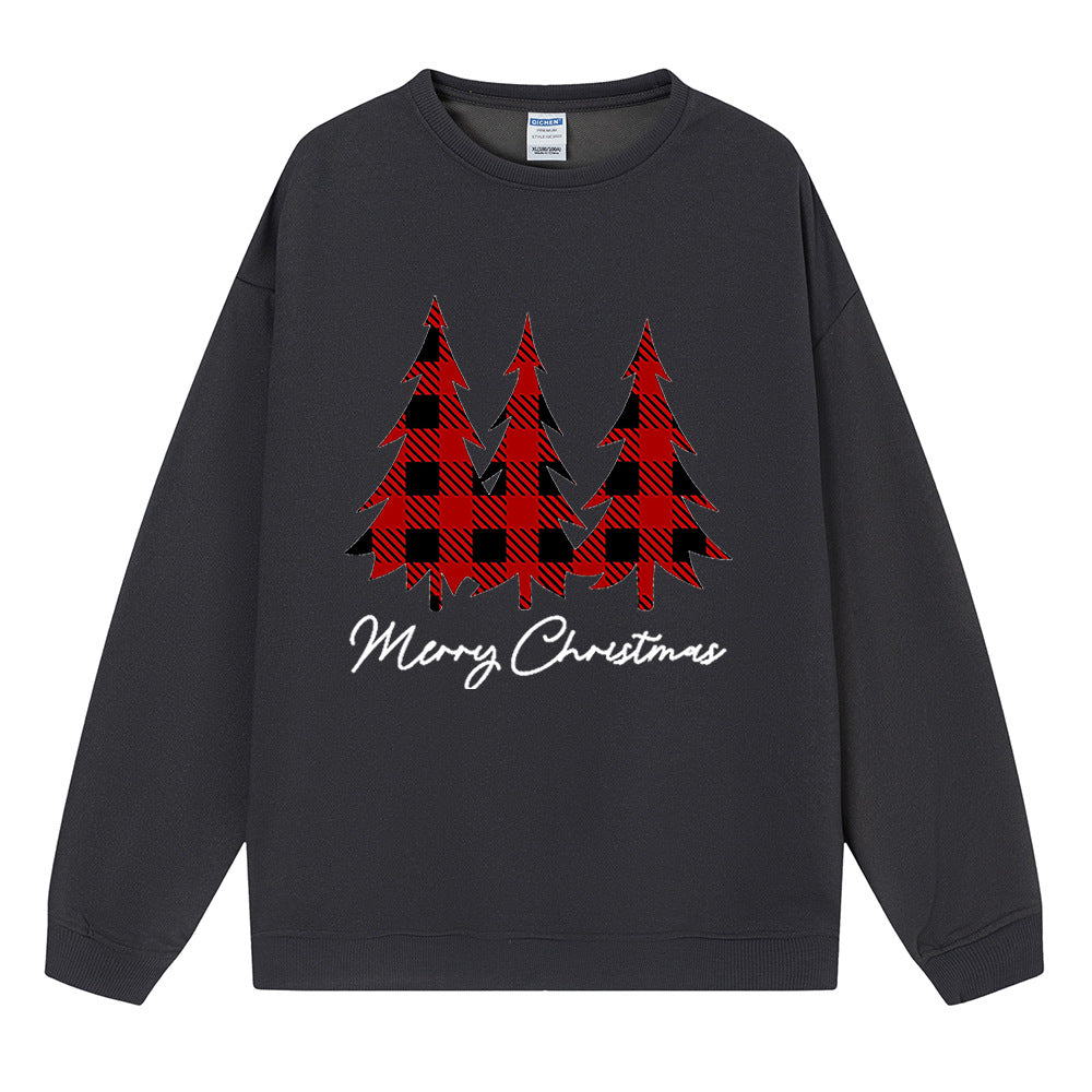 Christmas tree print hoodie for women Christmas off shoulder long sleeved
