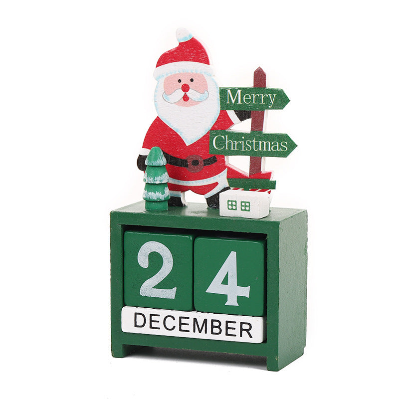 Christmas calendar countdown ornament Christmas snowman Christmas wooden cartoon Christmas deer