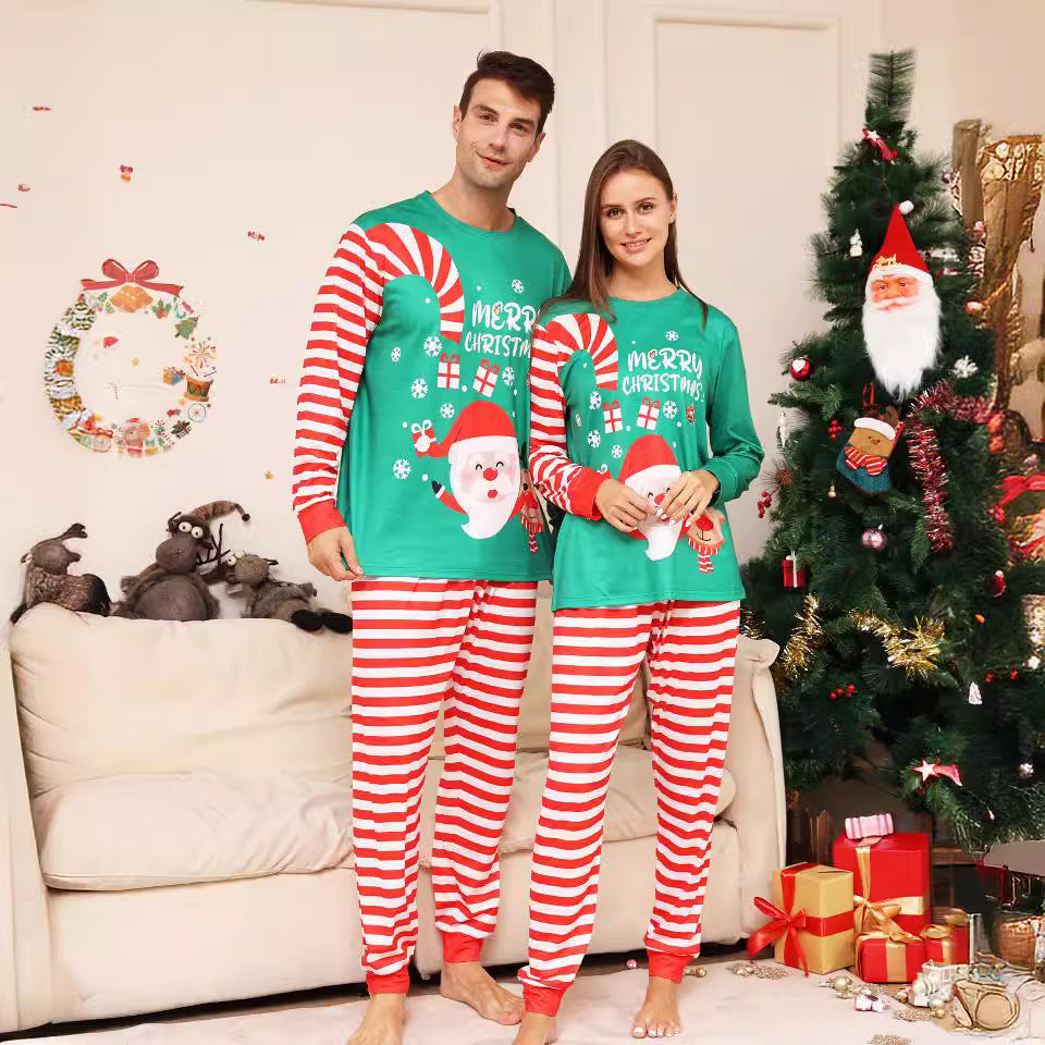 Santa Claus Deer Print Family Matching Pajamas Christmas Home Wear Set