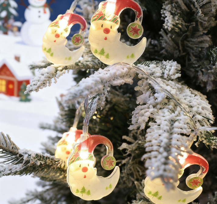 Colorful Christmas Hat Moon - Christmas Light LED String