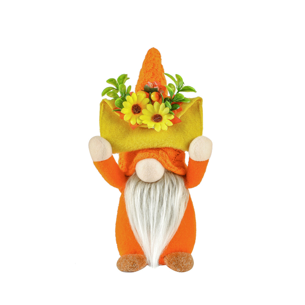 Thanksgiving Decoration Doll Maple Leaf Sunflower Faceless Dwarf Doll Figurine Harvest Festival Doll Ornament