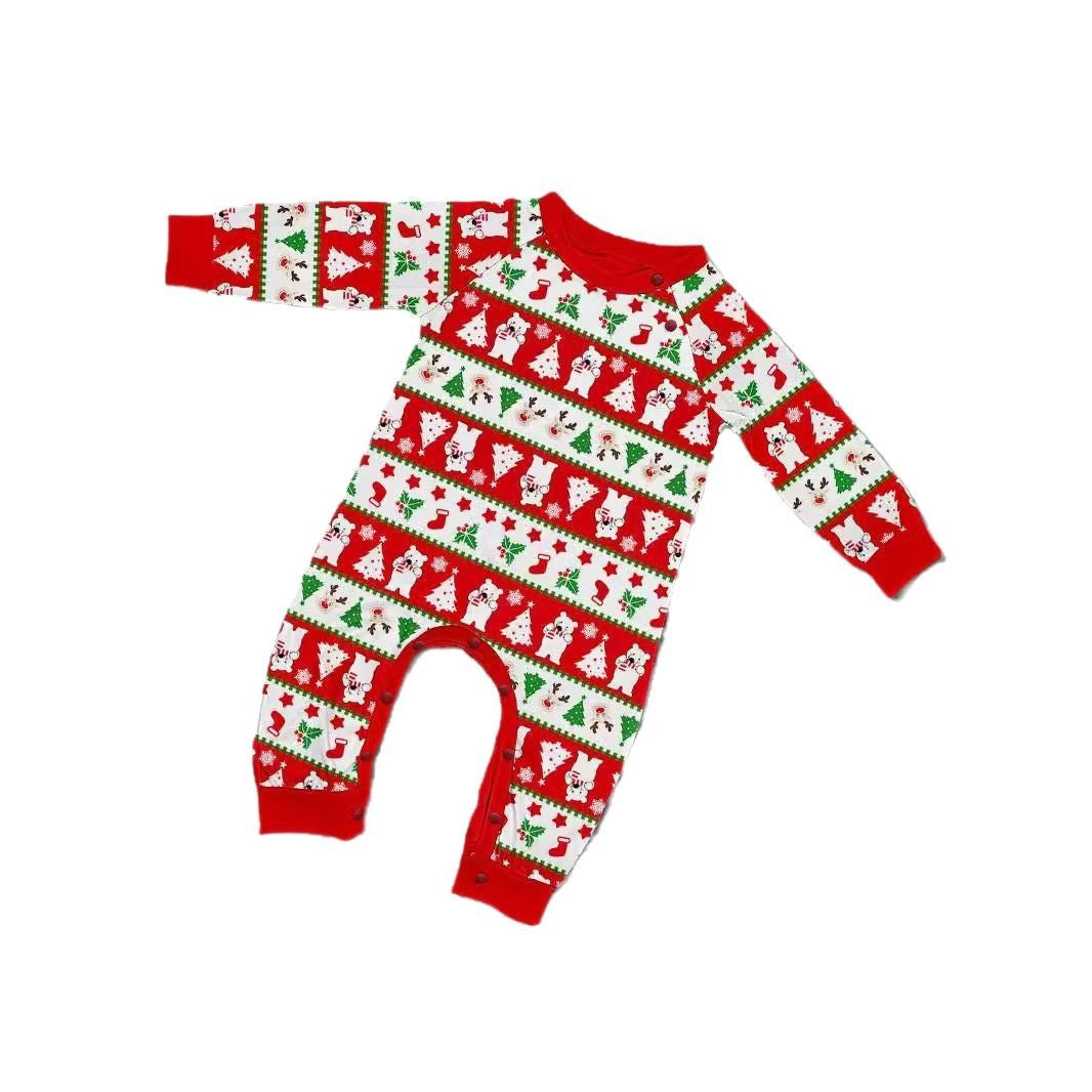 Christmas Deer Snowflake Bear Printed Pajamas for Family Comfortable Home Wear