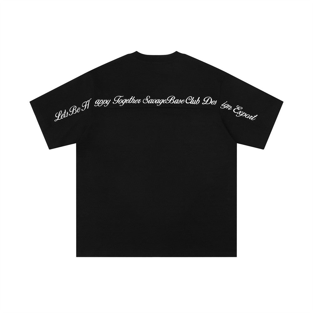 Embroidered short sleeves with English letters