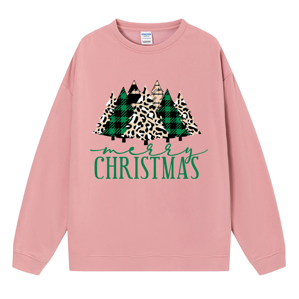Christmas hoodie ladies' shoulder down long sleeved Christmas tree
