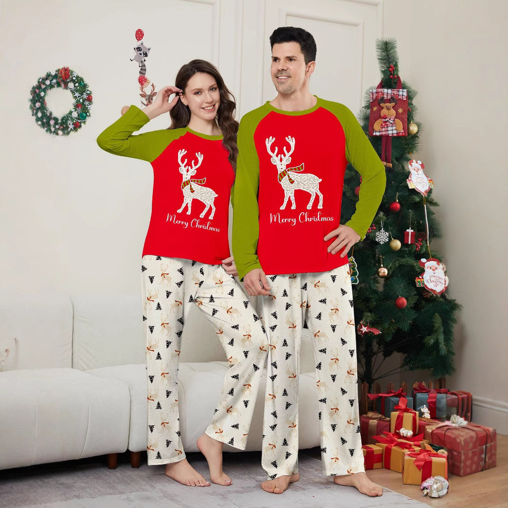 Christmas Deer Christmas Tree Letter Print Family Matching Pajamas Home Wear