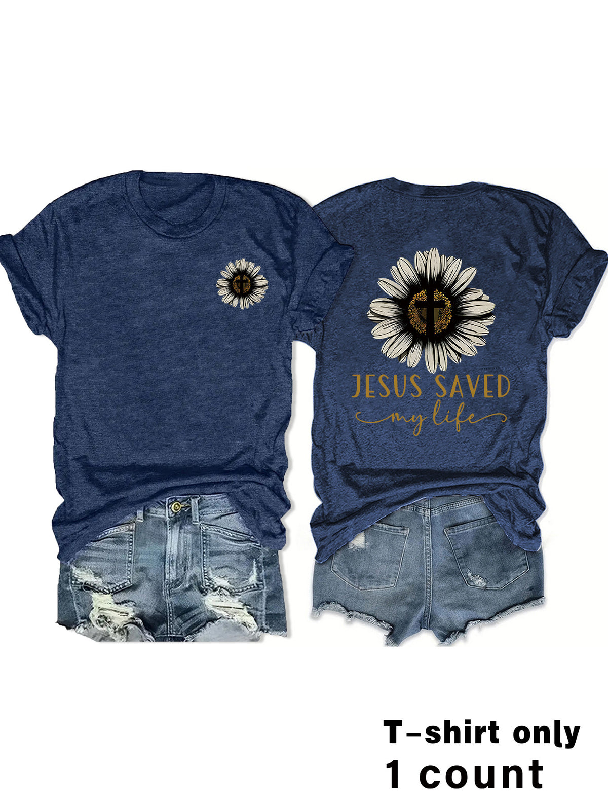 JESUS SAVED My Life Printed Summer New Short Sleeves