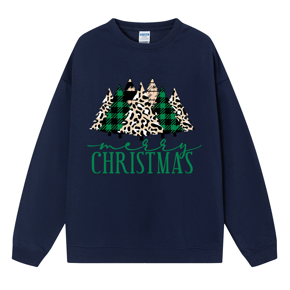 Christmas hoodie ladies' shoulder down long sleeved Christmas tree