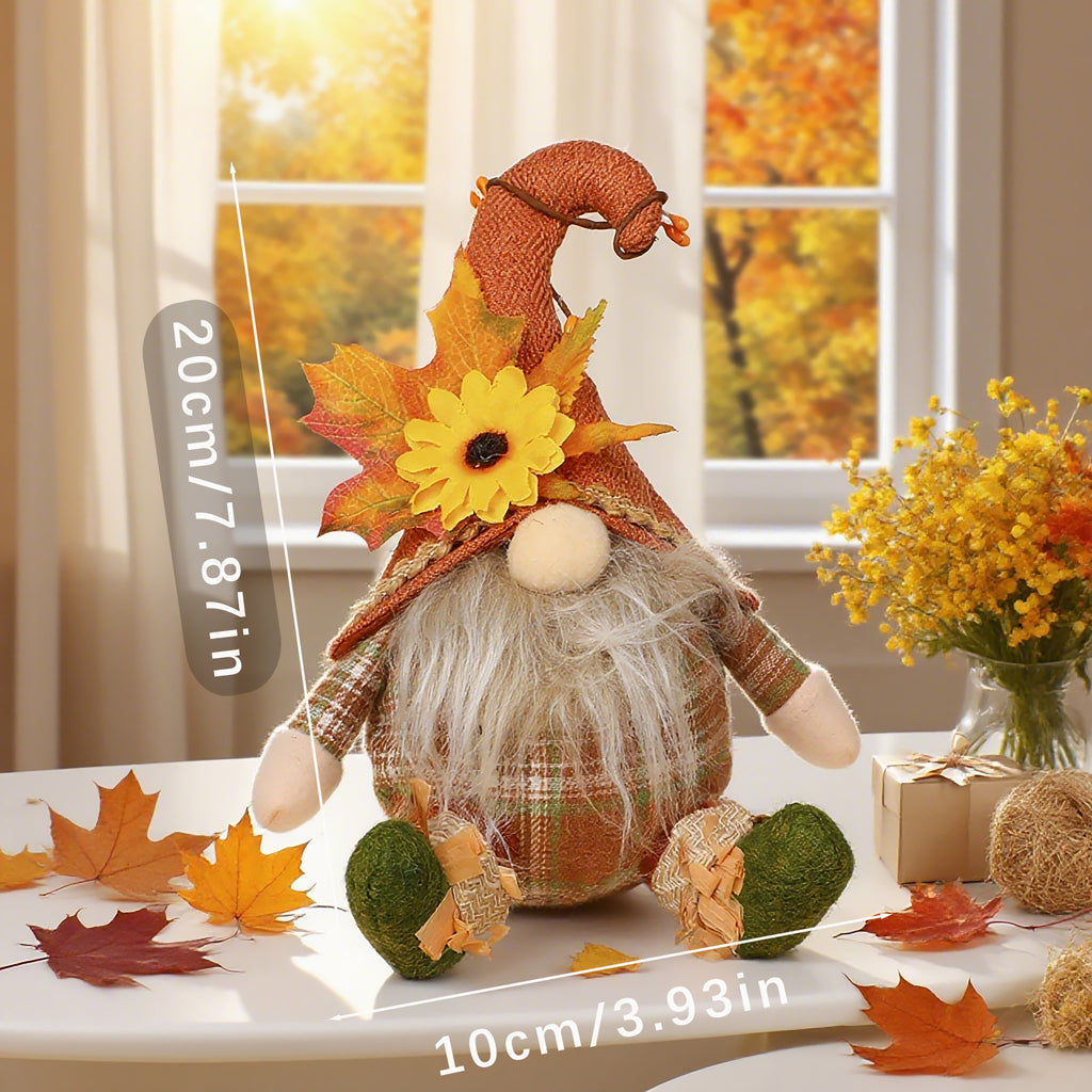 Harvest Festival Thanksgiving Sunflower Faceless Doll Autumn Scarecrow Figurine for Desk and Display Decoration