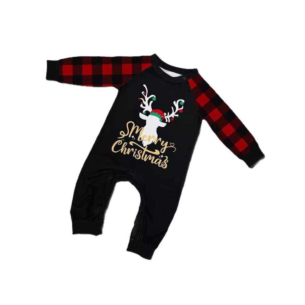 Christmas Deer Letter Plaid Print Family Matching Pajamas Sleepwear