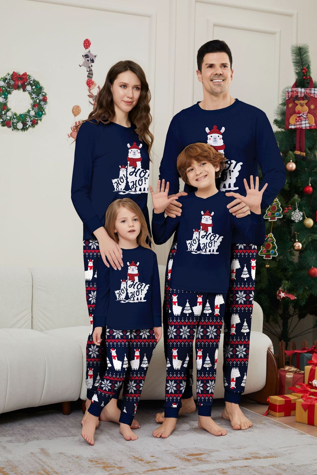 Christmas Tree Snowflake Letter Stripe Christmas Family Matching Pajamas Printed Home Wear