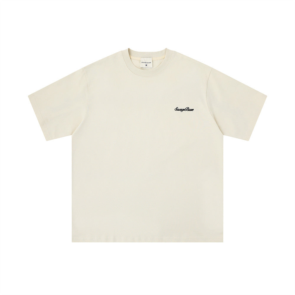 Embroidered short sleeves with English letters