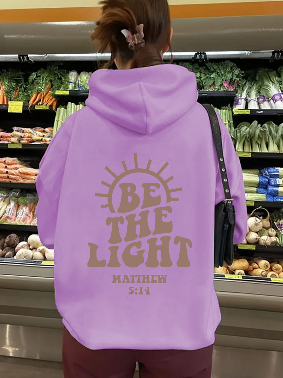 Be The Light Hoodie Matthew 5:14 Sweatshirt Bible Loose Fleece Sweatshirt