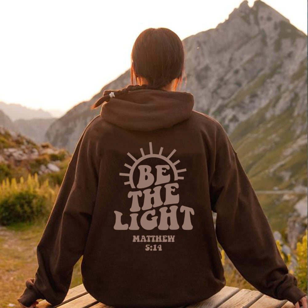 Be The Light Hoodie Matthew 5:14 Sweatshirt Bible Loose Fleece Sweatshirt