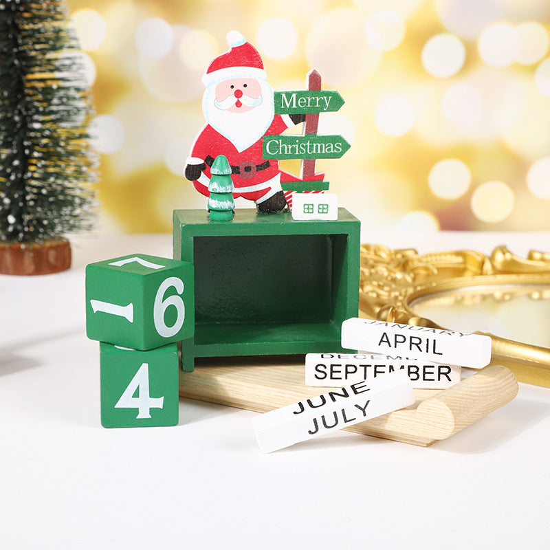 Christmas calendar countdown ornament Christmas snowman Christmas wooden cartoon Christmas deer