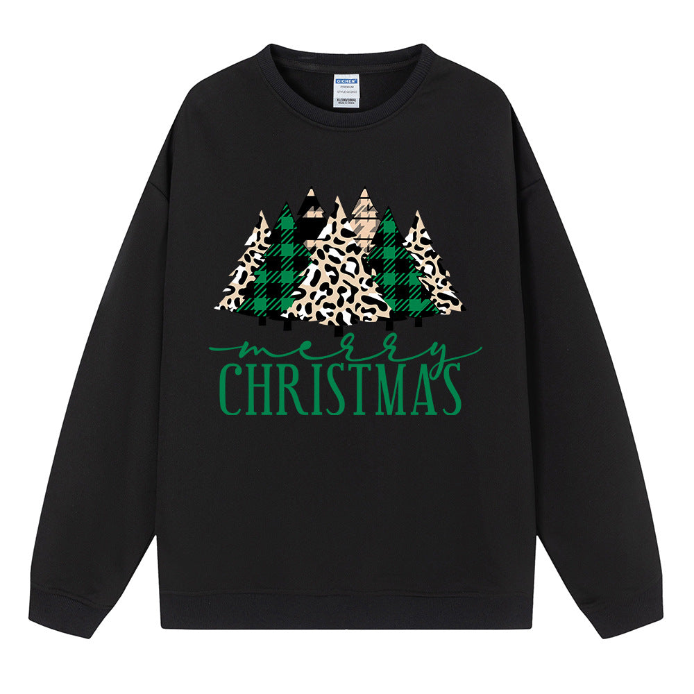 Christmas hoodie ladies' shoulder down long sleeved Christmas tree