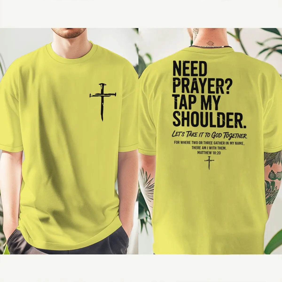 Fashion Christian Faith T-shirt "Need Prayer Tap My Shoulder" Print Men Women Tees Bible Verses Vintage Jesus Streetwear