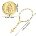 1‑5 Sets Golden Virgin Mary Rosary Box & Rose Bead Rosary Bracelet Catholic Religious Keepsake Church Communion Favor Gift