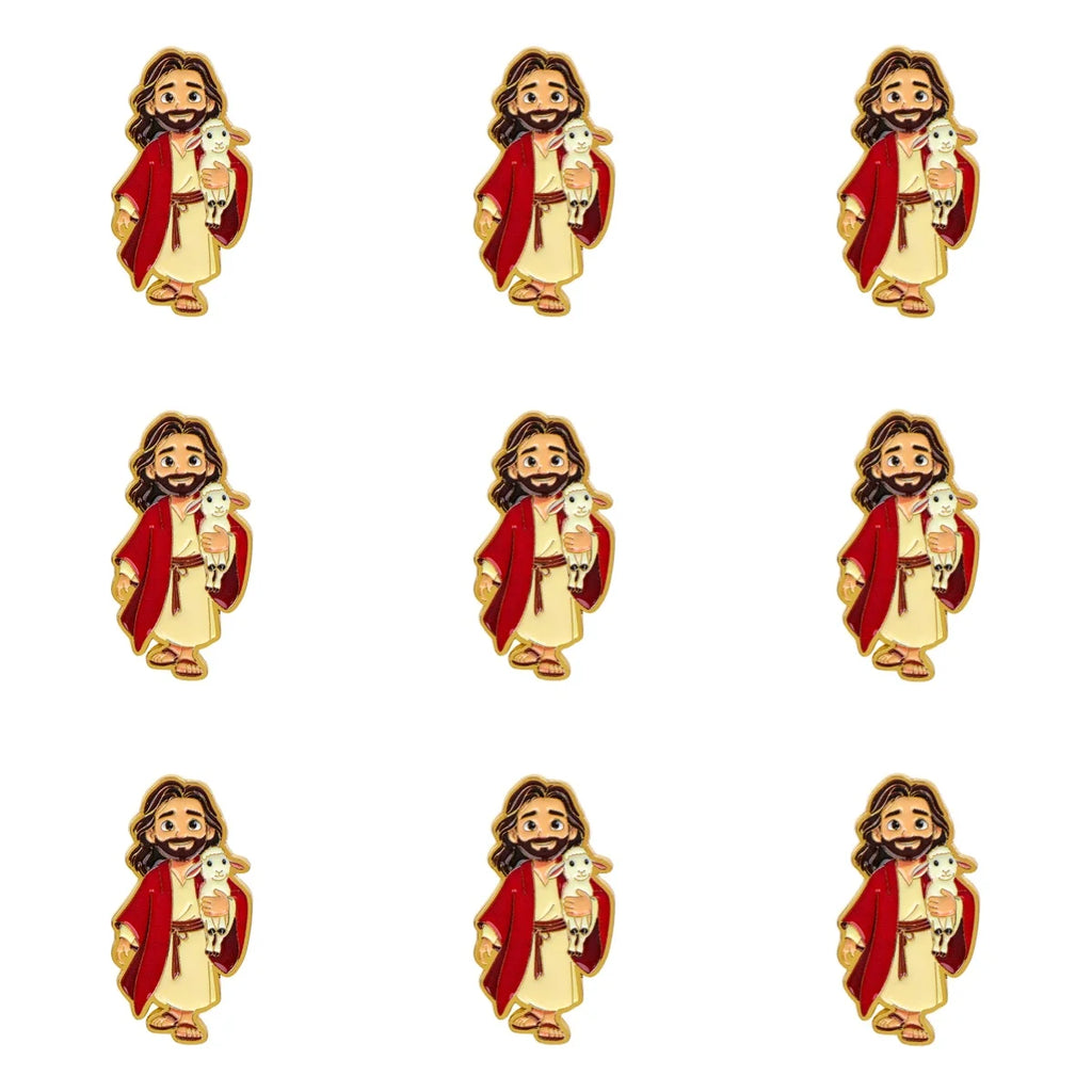 9pcs Jesus Holding Lamb Enamel Pin Set Christian Brooch For Coat Women's Brooches Collar Lapel Pins Metal Badges Jewelry Gift