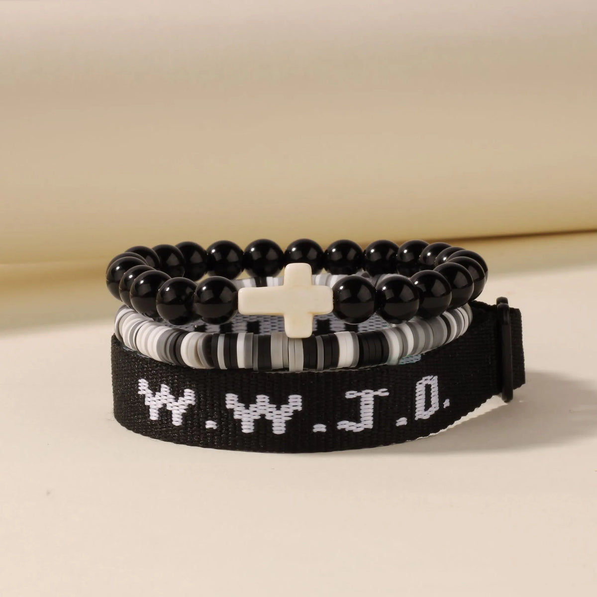3PCS What Would Jesus Do WWJD Bracelets Women Men Cross Beaded Bracelets Set WWJD-Jesus Will Do What Bracelet Jewelry Gifts