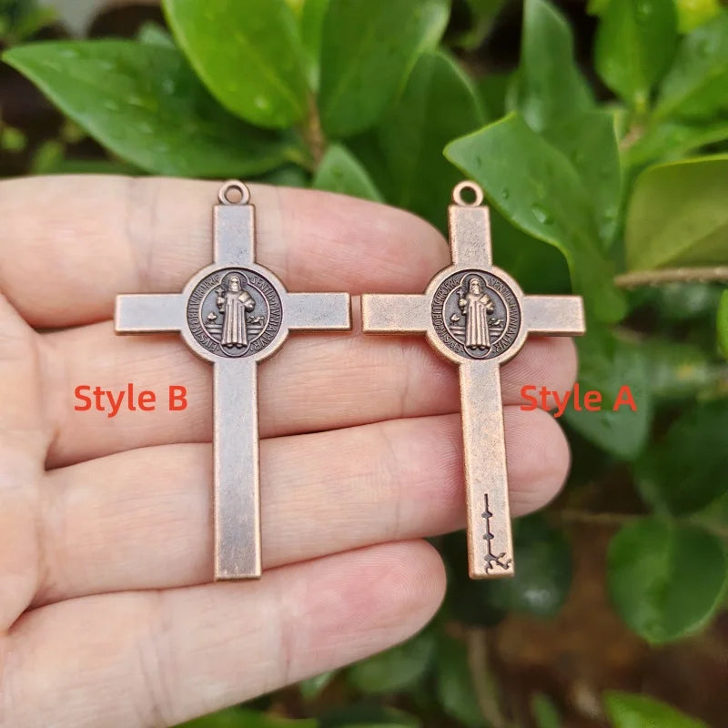5 Sets Antique Bronze Crucifix and Centerpiece DIY Religious Catholic Jesus Rosary Necklace San Benito Rosaries Cross Pendant