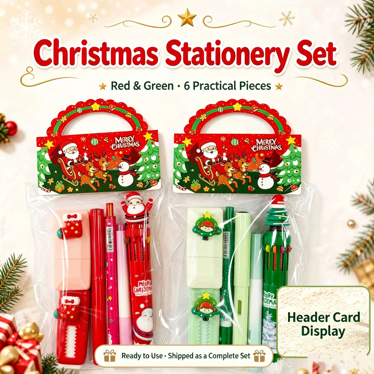 6 Christmas stationery sets, class holiday event gifts, Christmas gifts for friends, classmates, and children