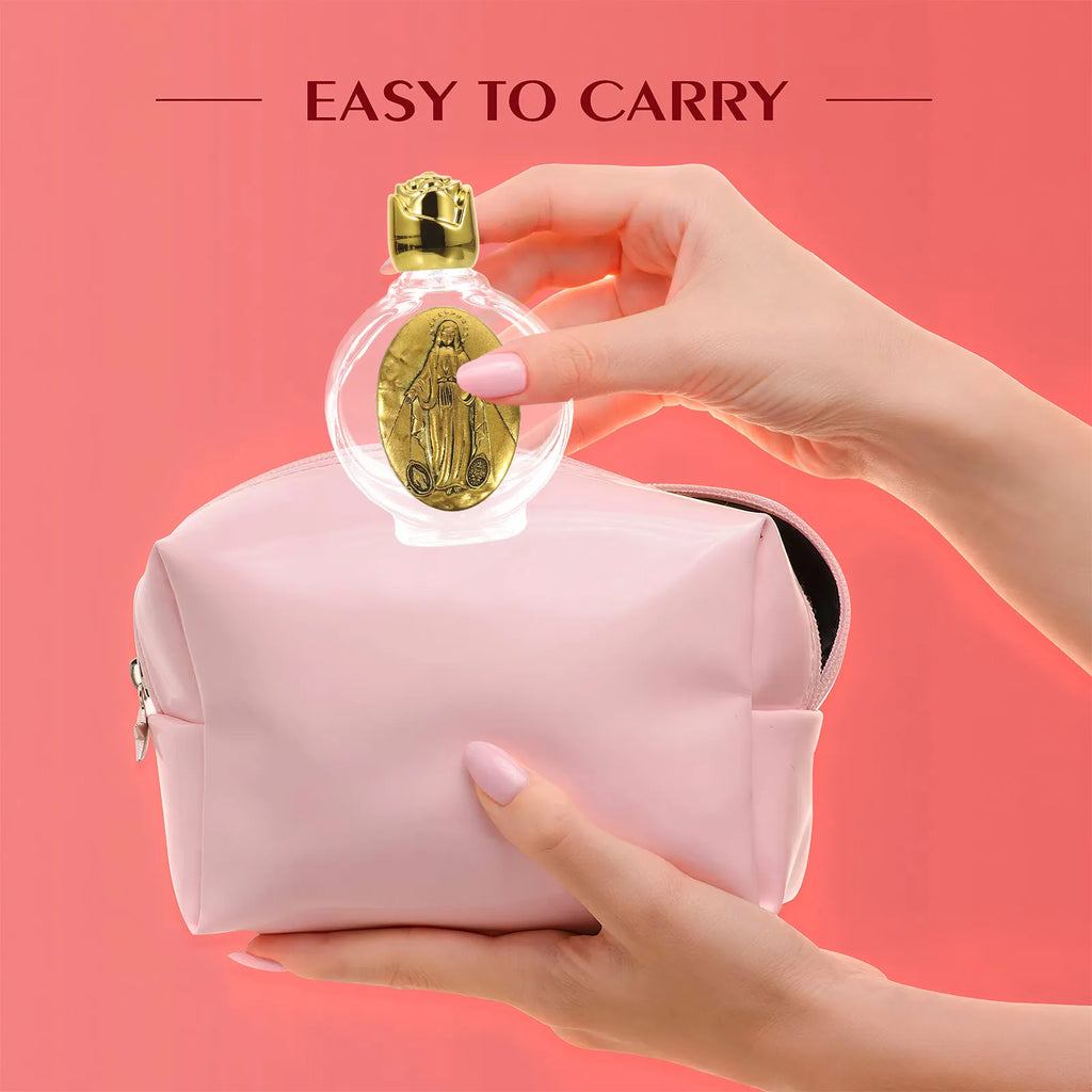 2Pcs Holy Water Bottle Glass Embossed Refillable Containers for Travel Perfume Storage Wedding Baptism Decorations