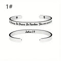 Quote Jesus Scripture Christian Bible Verse Bracelet Stainless Steel Open Cuff Cross Bracelet & Bangles