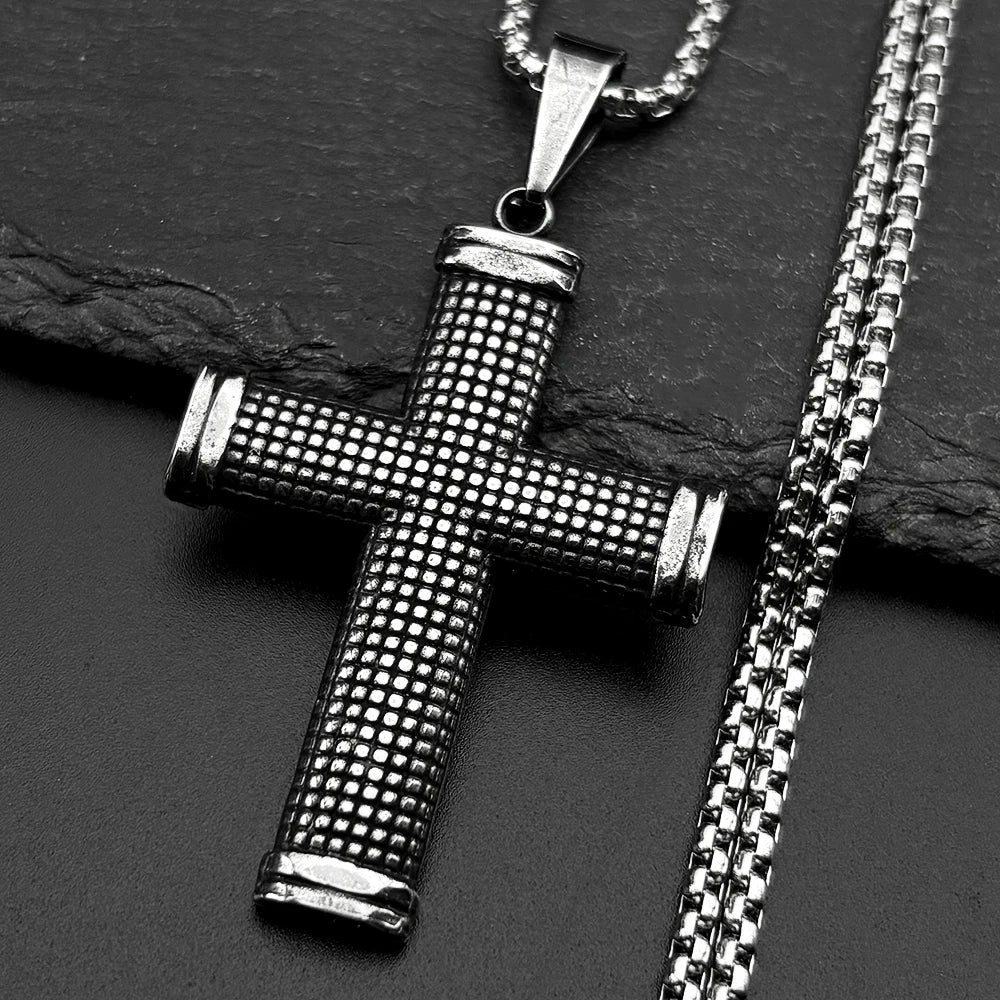Christian JESUS CROSS Pendant Necklaces for Women Men Stainless Steel Gold Color Hip Hop Chain Amulet Necklace Faith Jewelry