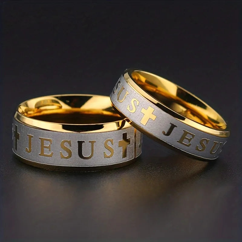 Fashion Stainless Steel Bible Verse Jesus Cross Rings For Men Vintage Christian Cross Religious Ring Amulet Jewelry Wholesale