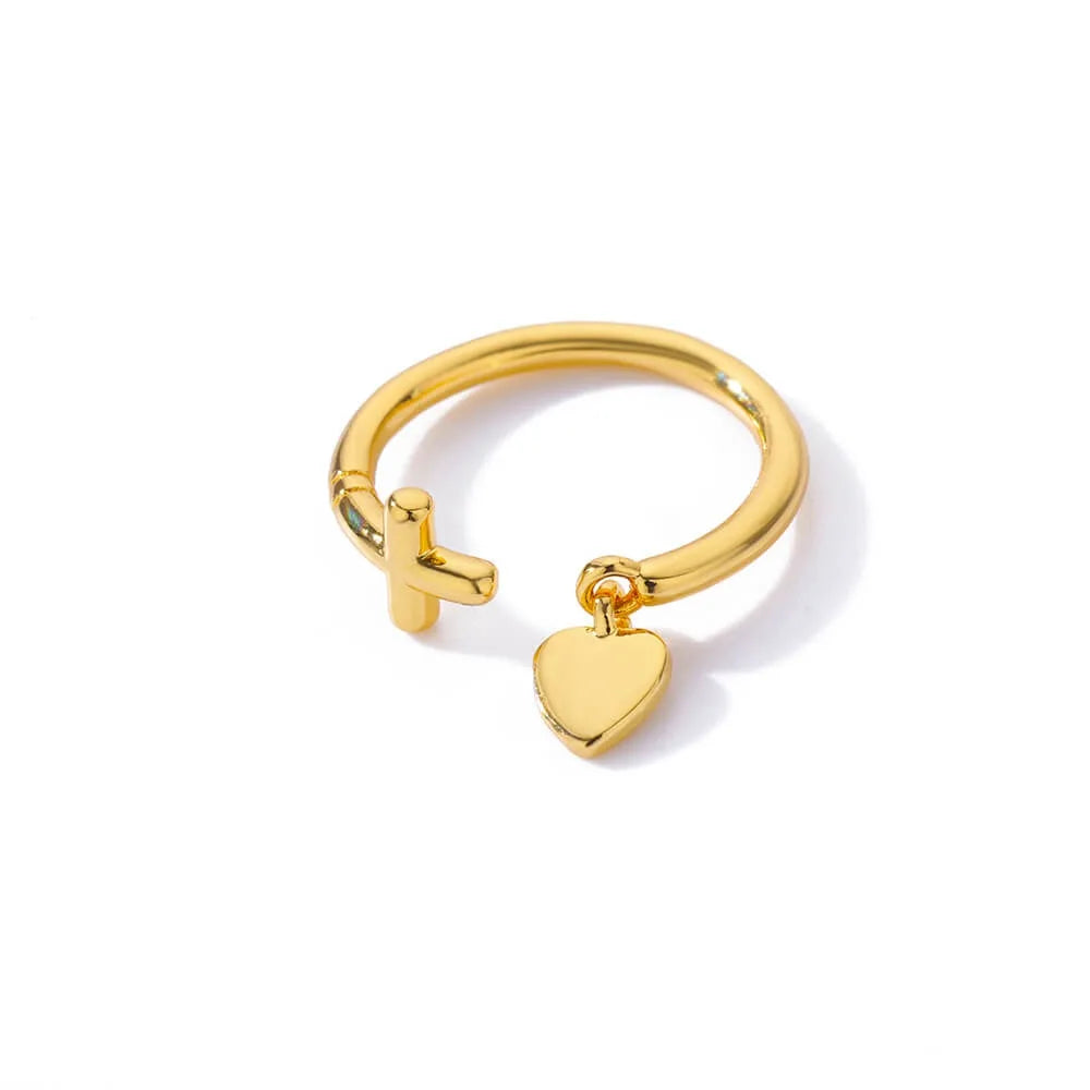 Vintage Jesus Cross Rings For Women Men Gold Color Stainless Steel Jesus Cross Adjustable Ring Religious Party Jewelry Gift