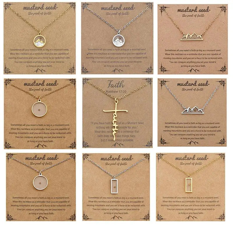 New Christian Gift Mustard Seed Gold Color Stainless Steel Pendant The Seed Of Faith Silver Color Chain