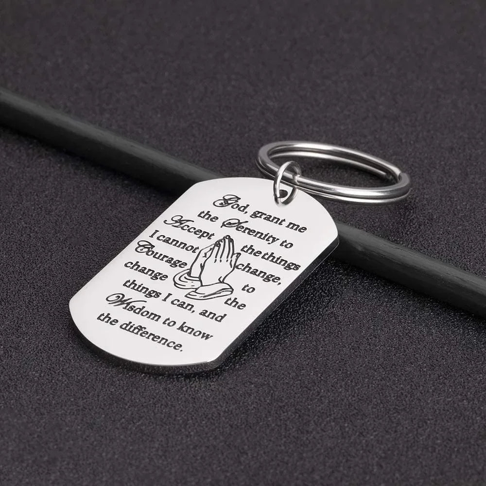 Christian Keychain Serenity Prayer Gift Sobriety Recovery s for Woman Men Teen Boy Girls Religious  Jewelry  Him Her