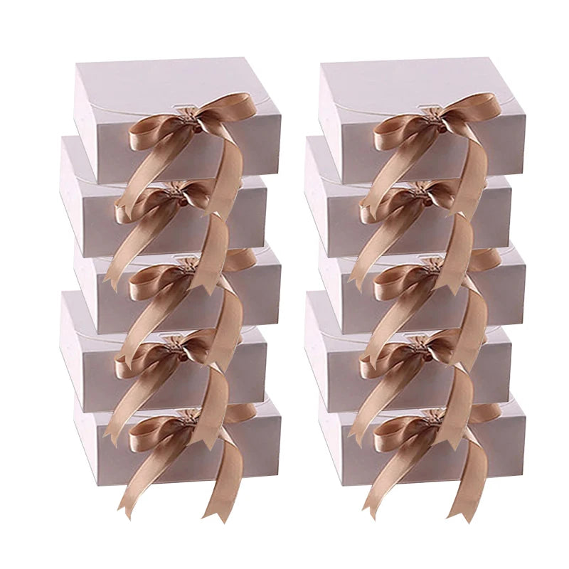 Christmas Gift Boxes with Ribbon – Set of 10 | Party Favor Packaging