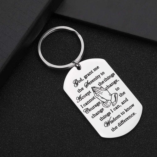 Christian Keychain Serenity Prayer Gift Sobriety Recovery s for Woman Men Teen Boy Girls Religious  Jewelry  Him Her
