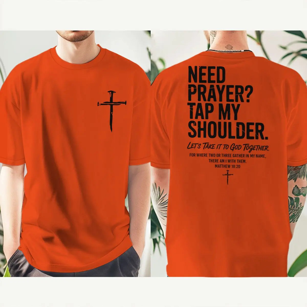 Fashion Christian Faith T-shirt "Need Prayer Tap My Shoulder" Print Men Women Tees Bible Verses Vintage Jesus Streetwear