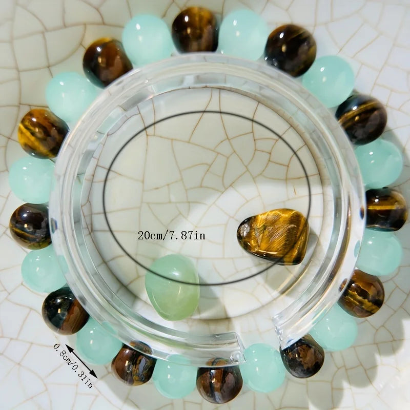Money Good Luck Bracelet | Green Aventurine & Tiger Eye Stone Beaded Bracelet