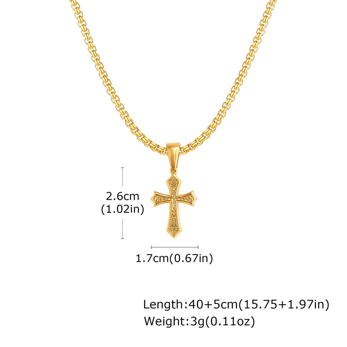 Hip Hop Cross Necklace for Men Women,50/55/60cm Stainless Steel Chic Cross Pendant,Christian Classic Jewelry Gifts
