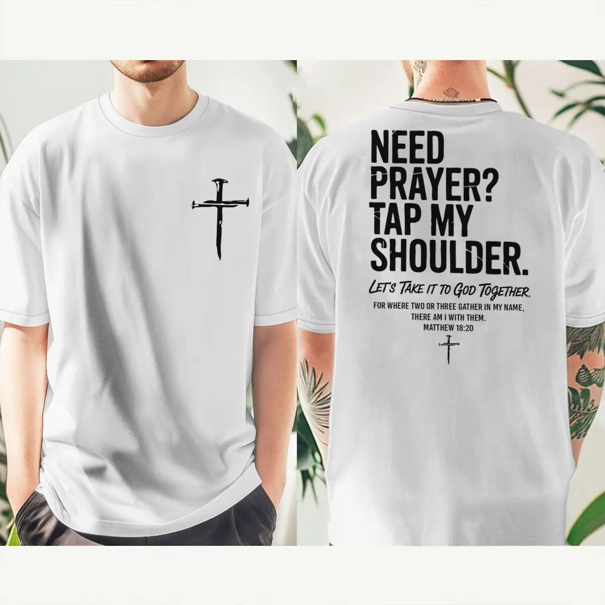Fashion Christian Faith T-shirt "Need Prayer Tap My Shoulder" Print Men Women Tees Bible Verses Vintage Jesus Streetwear