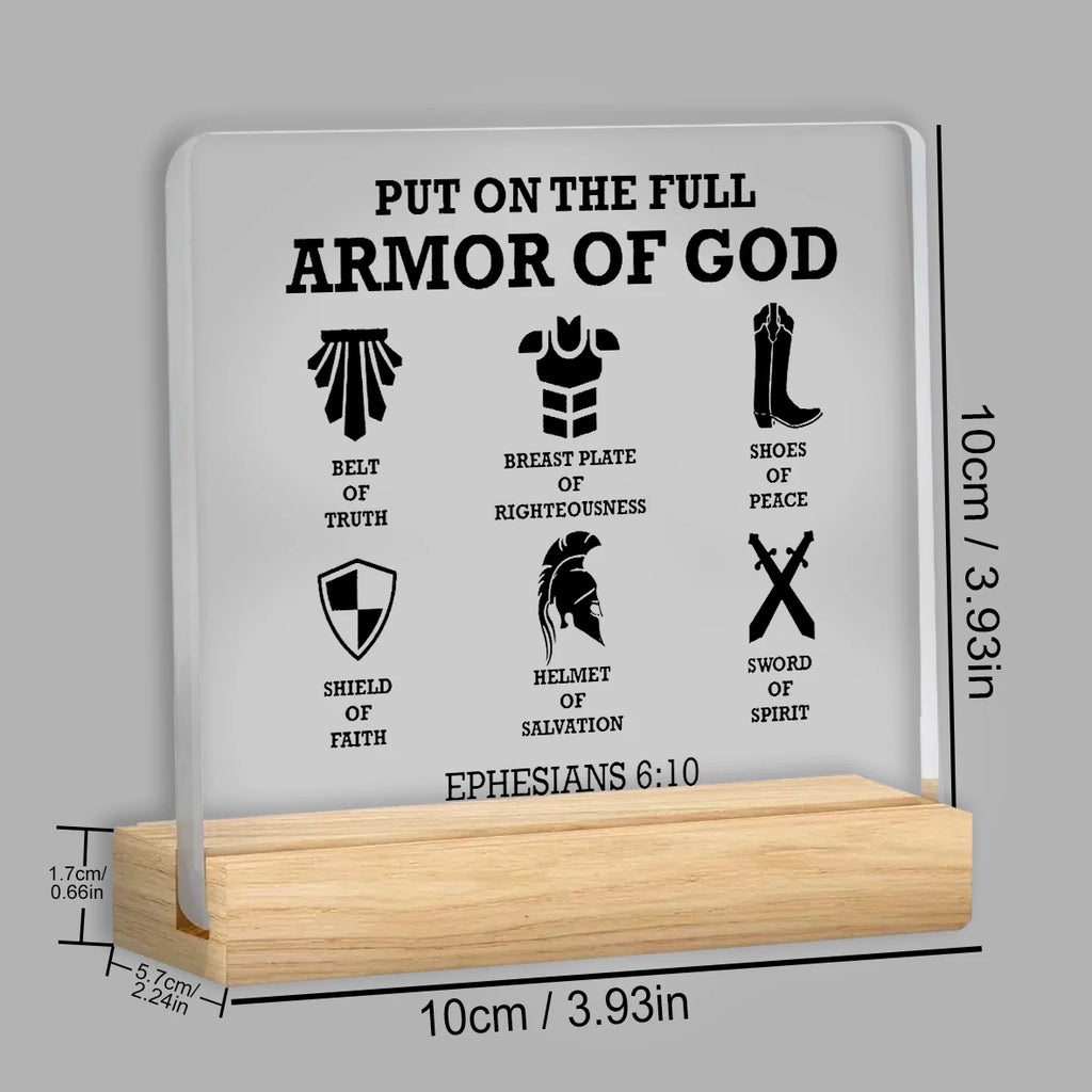 Christian Gifts For Men, Put On The Full Armor Of God Bible Keepsake, Christian Clear Desk Decorative Sign  Home Acrylic Decor