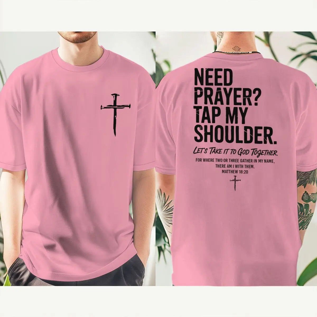 Fashion Christian Faith T-shirt "Need Prayer Tap My Shoulder" Print Men Women Tees Bible Verses Vintage Jesus Streetwear
