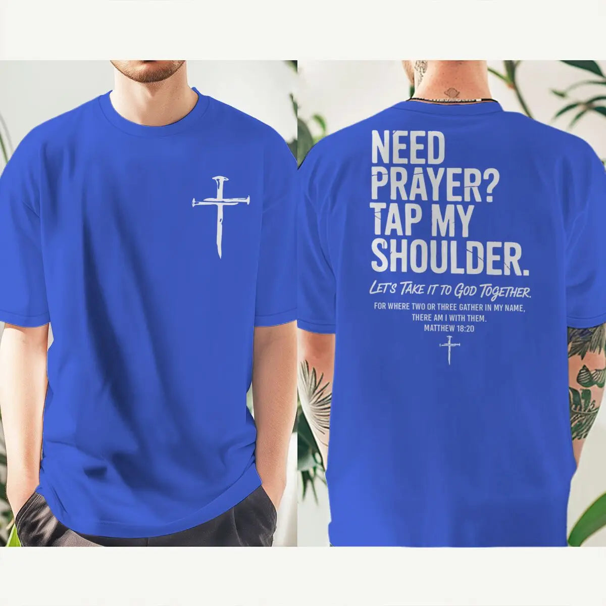 Fashion Christian Faith T-shirt "Need Prayer Tap My Shoulder" Print Men Women Tees Bible Verses Vintage Jesus Streetwear