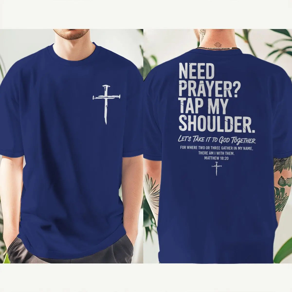 Fashion Christian Faith T-shirt "Need Prayer Tap My Shoulder" Print Men Women Tees Bible Verses Vintage Jesus Streetwear