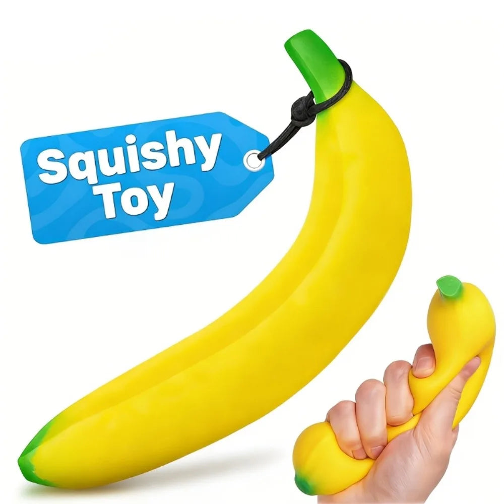 2/4pcs Banana Squishy Toy Soft PU Slow Rising Stress Reliever for Adults Office Desk Decor Kawaii Anti-Anxiety Hand Fidget Toy