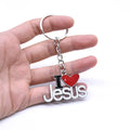 2/4pcs/set Heart Shaped Pendant Keychain With "I Love Jesus" - Alloy Christian Letter Jewelry, Perfect Choice for Prayer Gifts