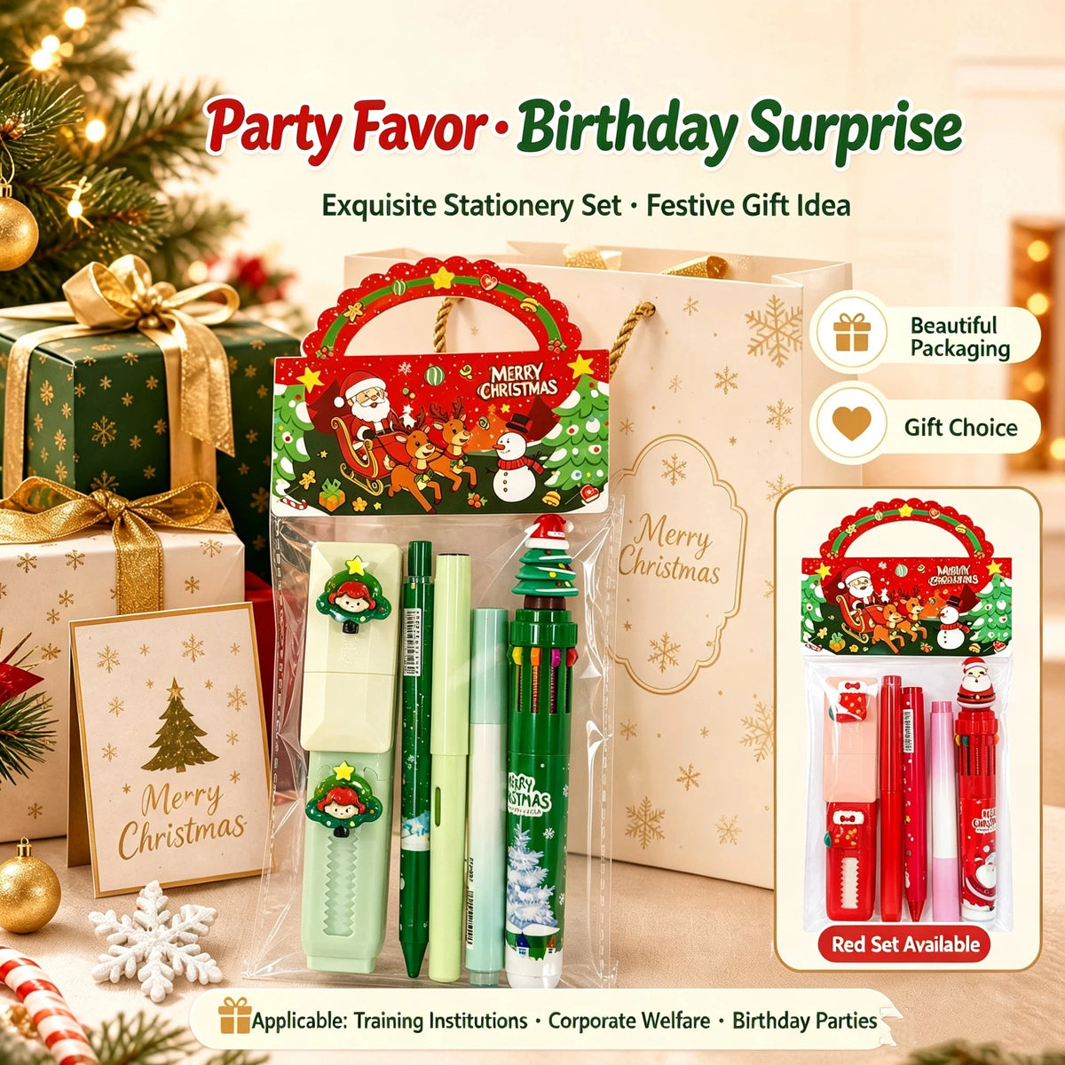 6 Christmas stationery sets, class holiday event gifts, Christmas gifts for friends, classmates, and children