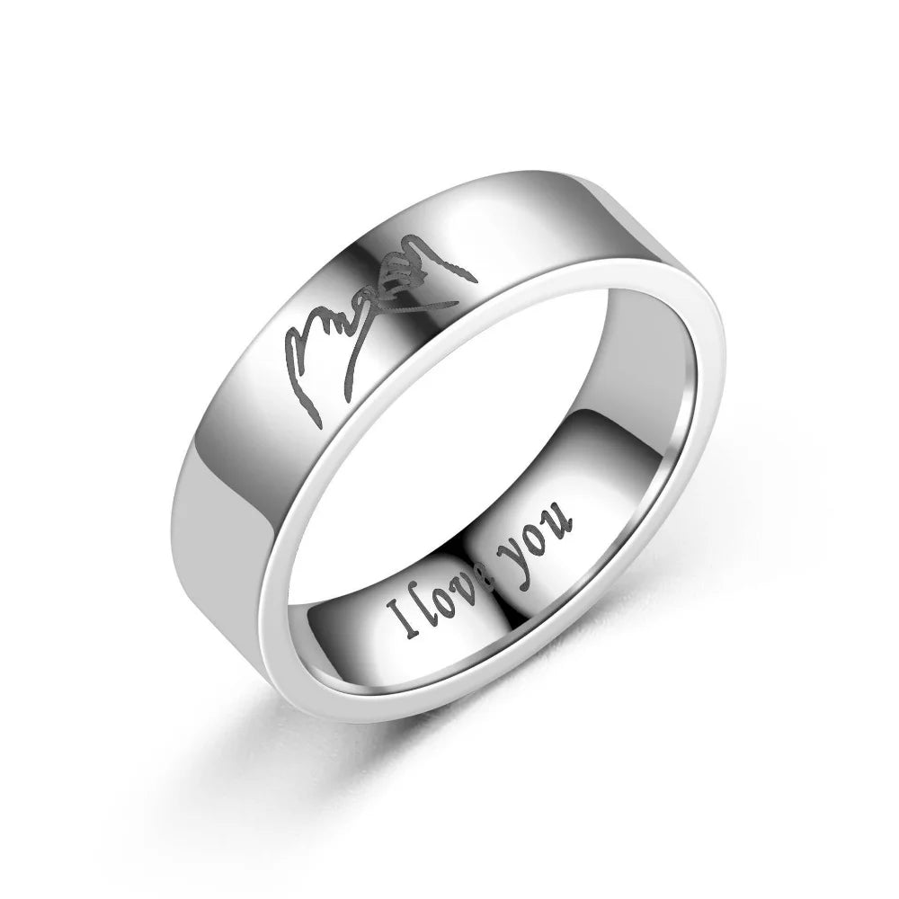 1pc I Love You Engraved Titanium Steel Ring - Durable, Hypoallergenic Mens Band, Perfect for Valentines Day