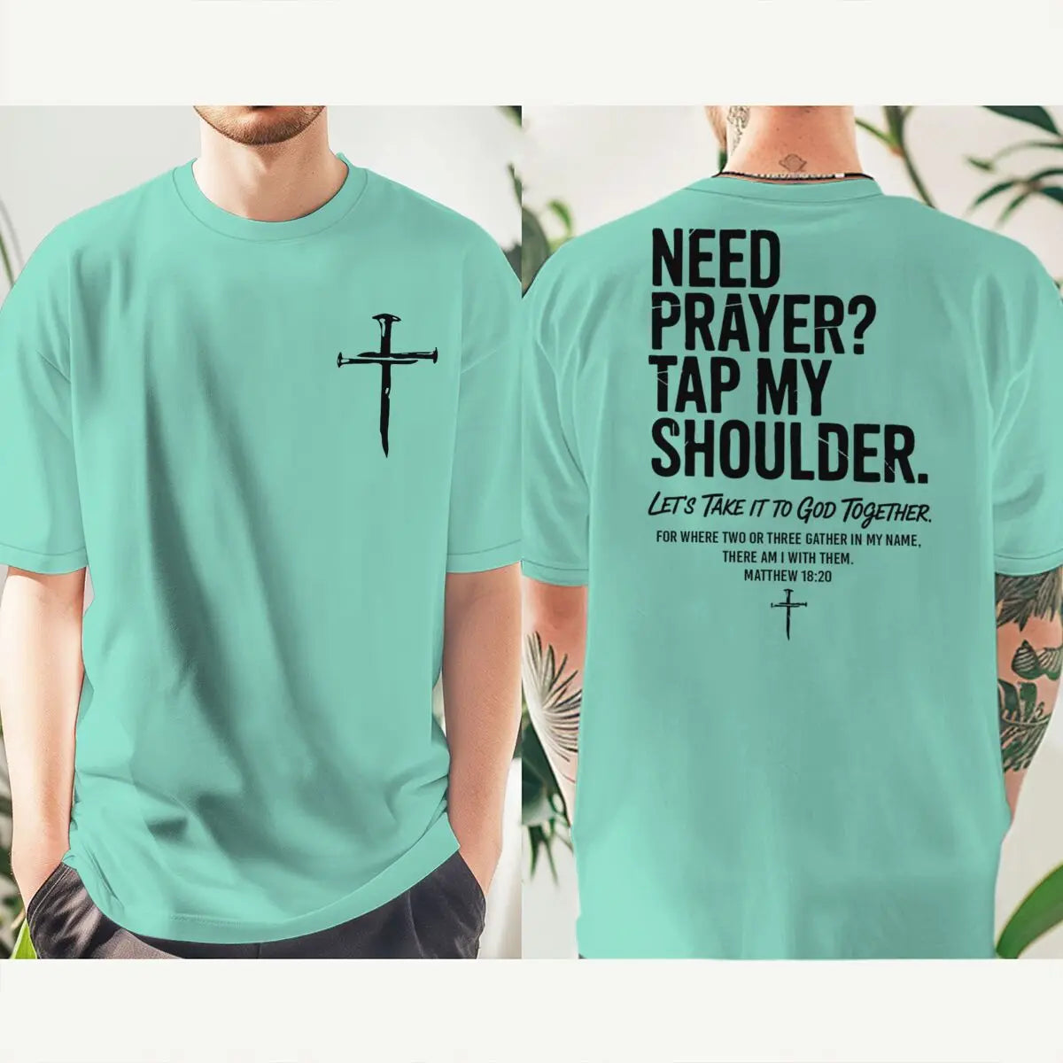 Fashion Christian Faith T-shirt "Need Prayer Tap My Shoulder" Print Men Women Tees Bible Verses Vintage Jesus Streetwear