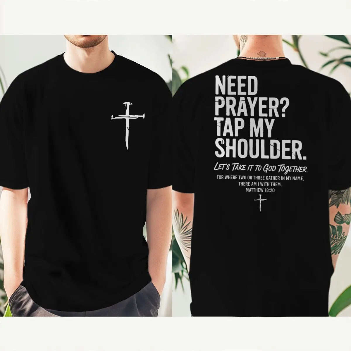 Fashion Christian Faith T-shirt "Need Prayer Tap My Shoulder" Print Men Women Tees Bible Verses Vintage Jesus Streetwear