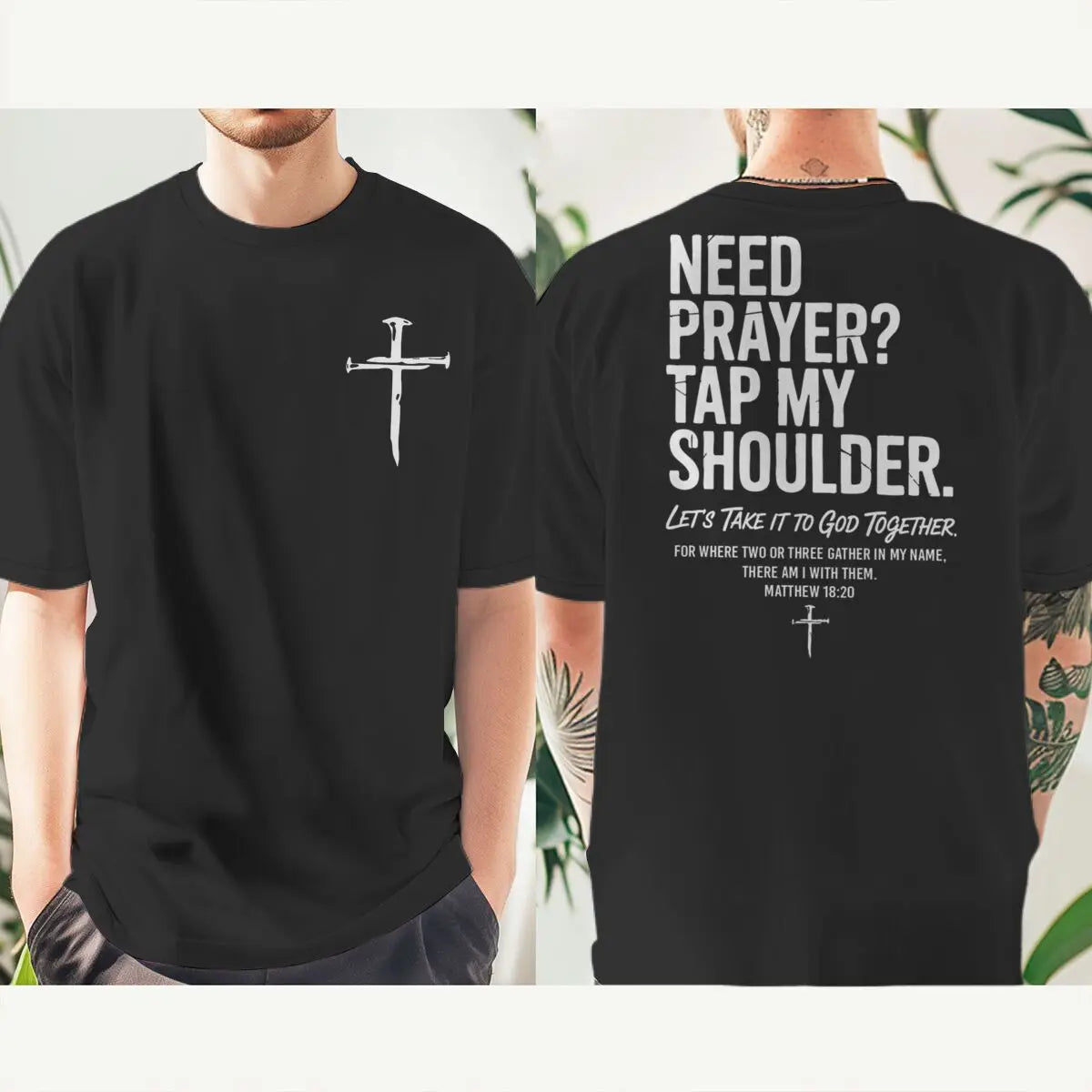 Fashion Christian Faith T-shirt "Need Prayer Tap My Shoulder" Print Men Women Tees Bible Verses Vintage Jesus Streetwear